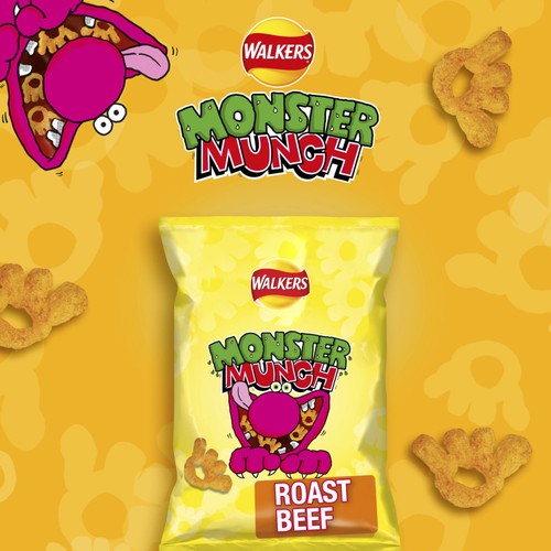 Walkers Monster Munch Roast Beef Multipack Snacks Crisps 6x20g