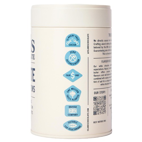Islands Chocolate 37% White Chocolate Button Tin