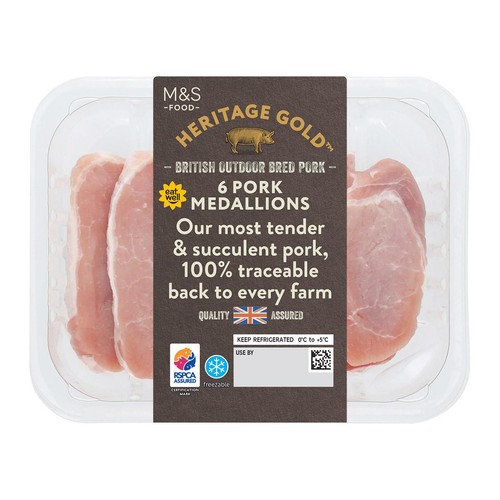 M&S Heritage Gold British Outdoor Bred 6 Pork Medallions
