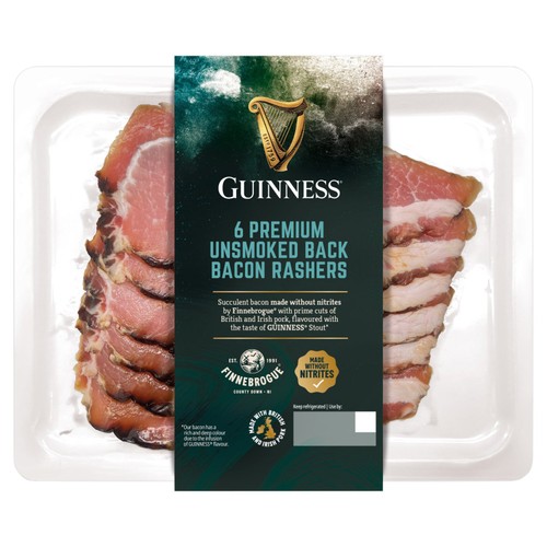 Finnebrogue Guinness 6 Premium Unsmoked Back Bacon Rashers