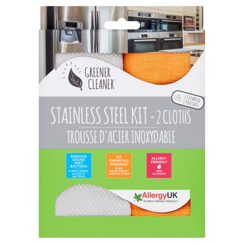 Greener Cleaner Stainless Steel Microfibre Cloth Kit