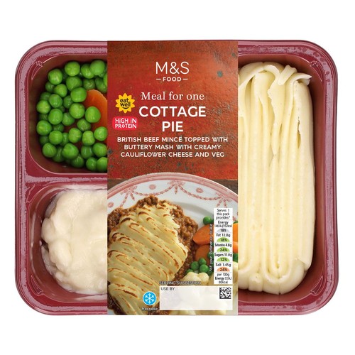 M&S Cottage Pie with Cauliflower Cheese, Carrots & Peas