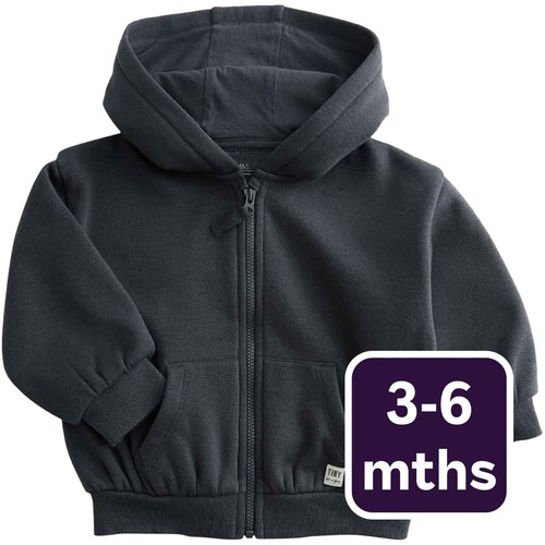 M&S Tommy Zip Up Hoodie, 3-6 Months, Charcoal