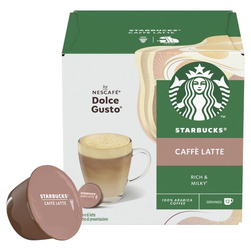 Starbucks Caffe Latte By Nescafe Dolce Gusto, Coffee Pods (12 Servings)
