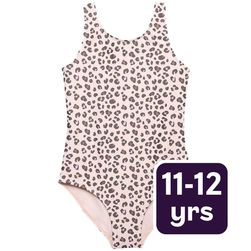 M&S Girls Leopard Swimsuit, 11-12 Y, Multi
