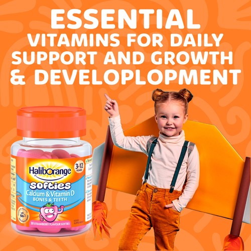 Haliborange Kid's Softies Calcium & Vitamin D Strawberry Gummies 3-12yrs 