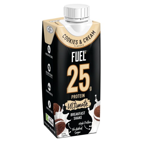FUEL10K Cookies & Cream 25g High Protein Breakfast Shake Drink