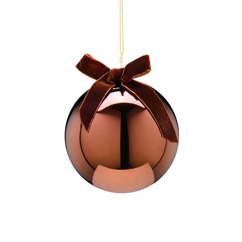 Shiny Brown Glass Ball with Bow Top 