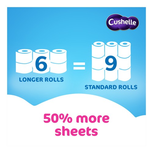 Cushelle Original Mega Toilet Rolls, 50% More Sheets