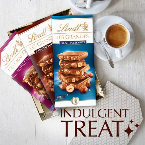 Lindt Les Grandes Hazelnuts Milk Chocolate Bar