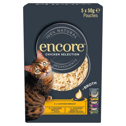 Encore Natural Wet Cat Food Chicken Breast Multipack Pouches in Broth