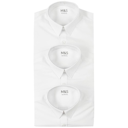 M&S Boys Regular Fit Easy to Iron Shirts, 8-9 Years, White