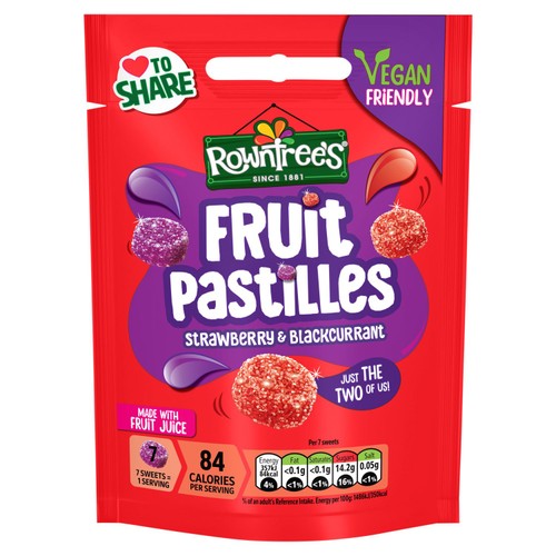 Rowntree's Fruit Pastilles Strawberry & Blackcurrant Sweets Sharing Bag
