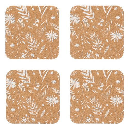 Natural Elements Set of 4 Biodegradable Cork Coasters, 12 x 12cm