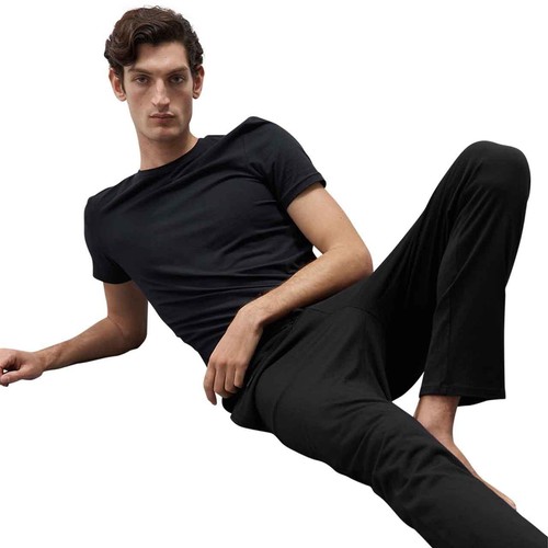 M&S Mens Cotton Modal Pyjama Bottoms, 2XL, Black