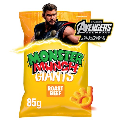 Walkers Monster Munch Giants Roast Beef Snacks Crisps 85g