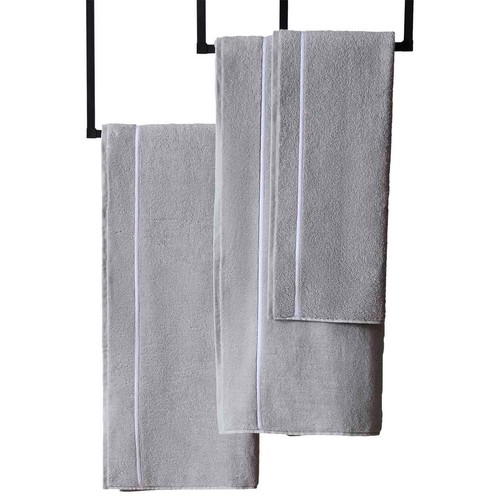 M&S X Kelly Hoppen, Baretta Stitch Towel, Bath Sheet, Grey/White