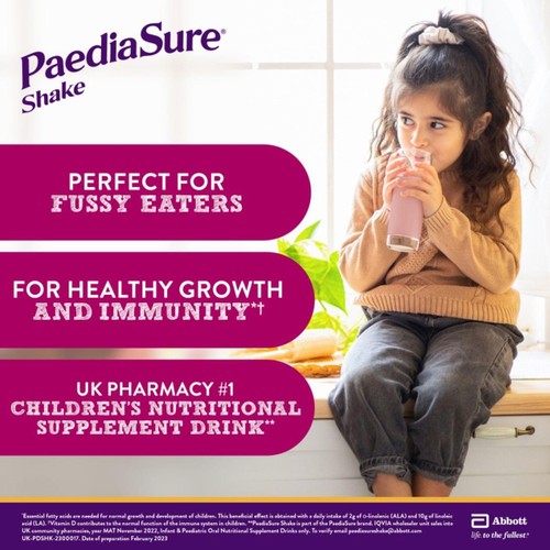 PaediaSure Shake Strawberry Nutritional Supplement Powder, 1-10 Yrs 