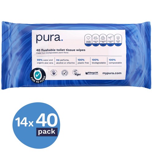 Pura Flushable Toilet Tissue Wipes, Multipack