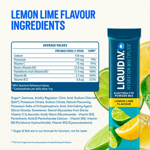 LIQUID IV Hydration Lemon Lime Electrolytes 