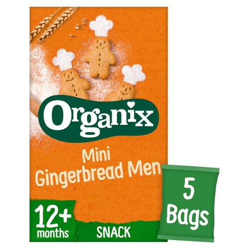 Organix Mini Gingerbread Men Biscuits Toddler Snacks Multipack 12 months+