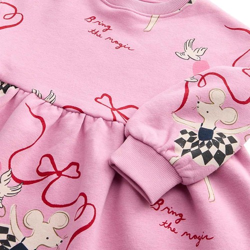 M&S Printed Sweat Dress, 2-3 Y, Rose