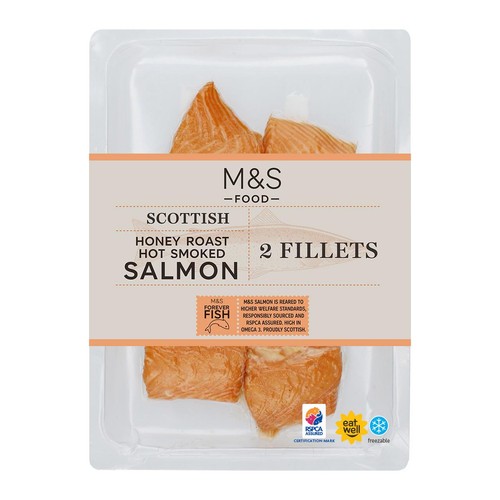 M&S 2 Scottish Honey Roast Hot Smoked Salmon
