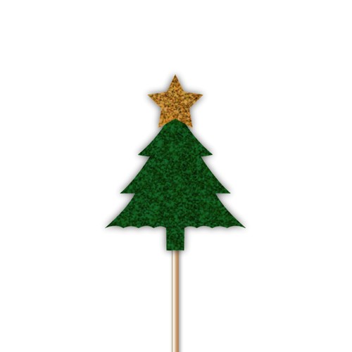 Glitter Christmas Tree Cupcake Toppers