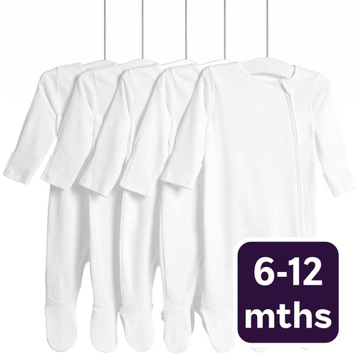 M&S Core Zip Footed Sleepsuit, 3-6, Months