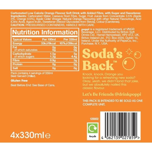 Poppi Orange Soda Cans