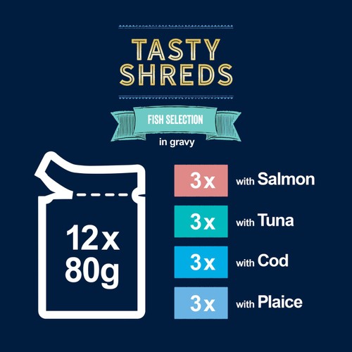 Felix Tasty Shreds Fish Selection in Gravy Wet Cat Food 