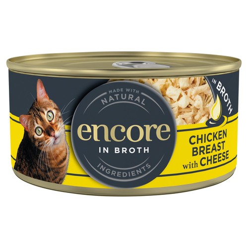 Encore Natural Wet Cat Food Tin Chicken Breast with Cheese in Broth