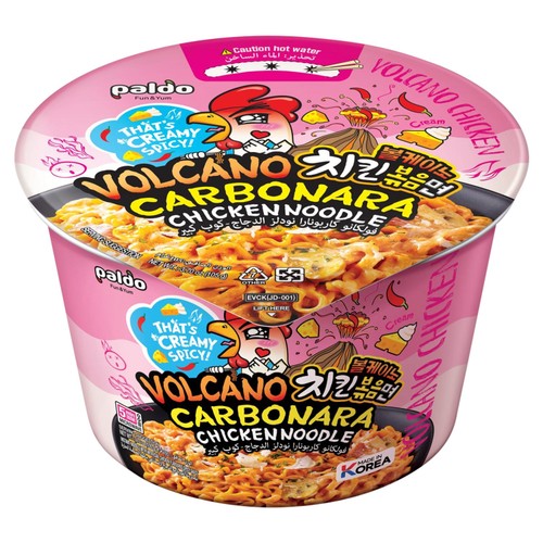 Paldo Volcano Carbonara Chicken Flavoured Korean Instant Noodle Bowl