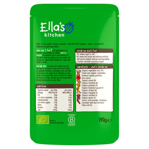 Ella's Kitchen Caribbean Chicken Baby Food Pouch 10+ Months
