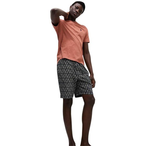 M&S Mens Pure Cotton Pineapple Print Pyjama Set, L, Navy