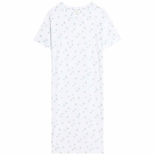 M&S Cotton Modal Long Printed Nightdress, Size M, White Mix Ocado