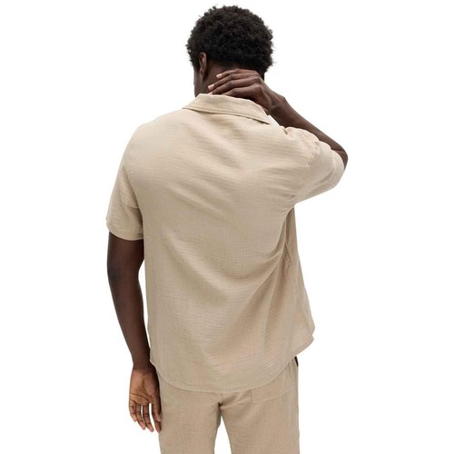 M&S Mens Pure Cotton Textured Loungewear Top, M, Putty Mix