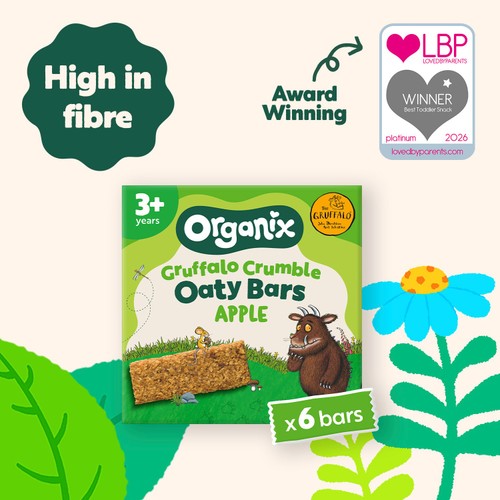 Organix Gruffalo Crumble Apple Oaty Bars Toddler Snack Multipack 3+ Years