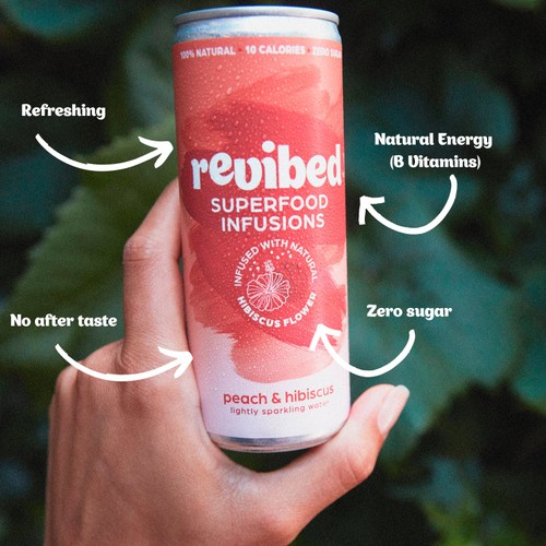 Revibed Energise Peach and Hibiscus Lightly Sparkling Water