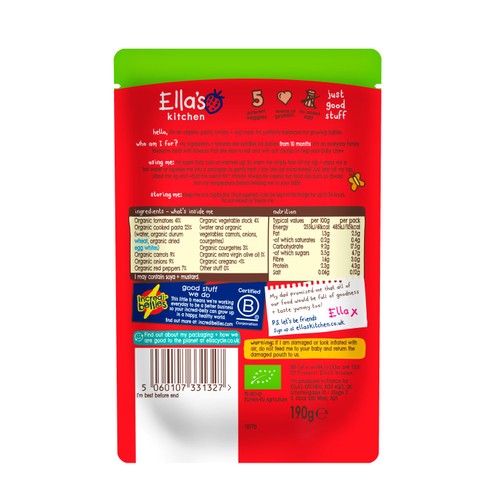 Ella's Kitchen Tomato-y Pasta Baby Food Pouch 10+ Months