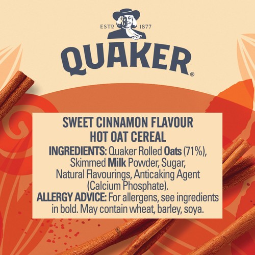 Quaker Oat So Simple Sweet Cinnamon Porridge Cereal Pot