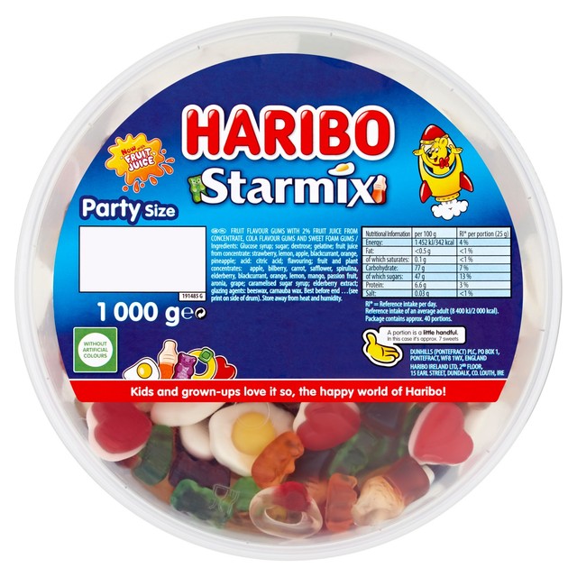 Haribo Starmix Fruit and Cola Gummy Sweets 1kg Tub