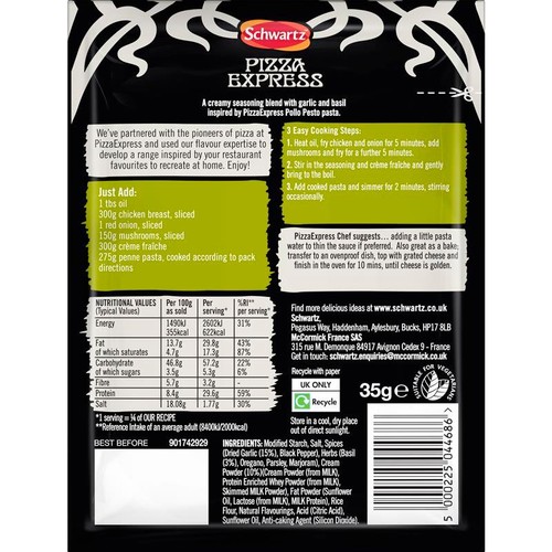 Schwartz x Pizza Express Garlic & Basil Creamy Pasta Bake Recipe Mix
