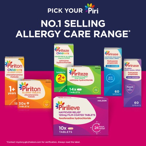 Pirilieve Hayfever Relief, Fexofenadine Antihistamine Tablets