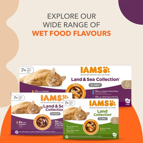 IAMS Senior Wet Cat Food Meat & Fish Variety Mix in Jelly