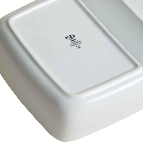 M&S Maxim Ceramic Double Vegetable Dish, One Size, White
