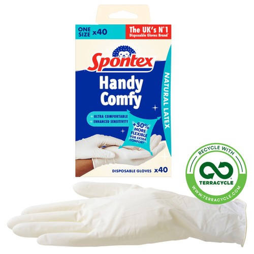 Spontex Comfortable Latex Disposable Gloves Multipurpose Cleaning