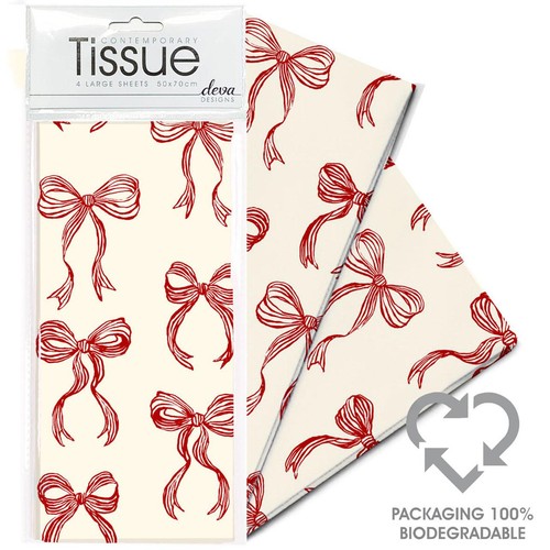 Burgundy Bows Tissue Paper 