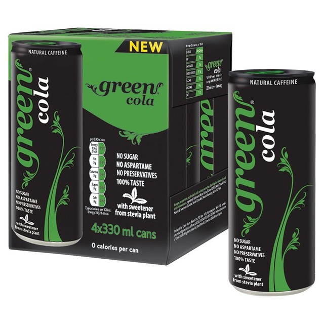 Green Cola Sugar Free Cola Soft Drink 4 x 330ml Multipack