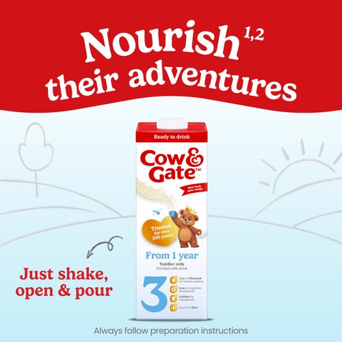 Cow & Gate 3 Toddler Milk Formula Liquid Ready to Feed 1-3 Years